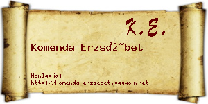 Komenda Erzsébet névjegykártya