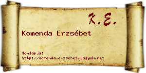 Komenda Erzsébet névjegykártya